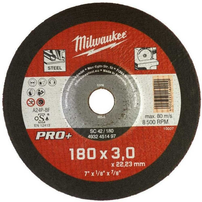Відрізний диск по металу Milwaukee PRO+ SC 42/180 Ø 180 мм × 3 мм (4932451497)