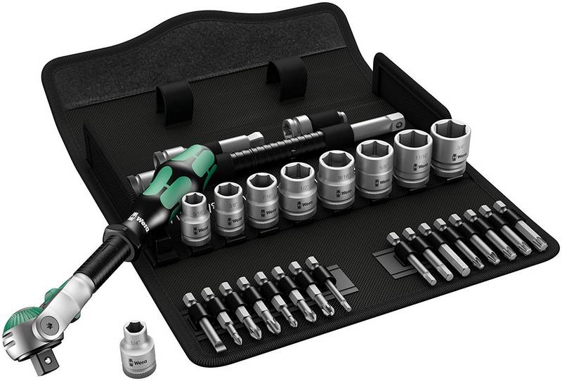 Набор с трещоткой Wera Zyklop Speed 8100 SB 9, привод 3/8