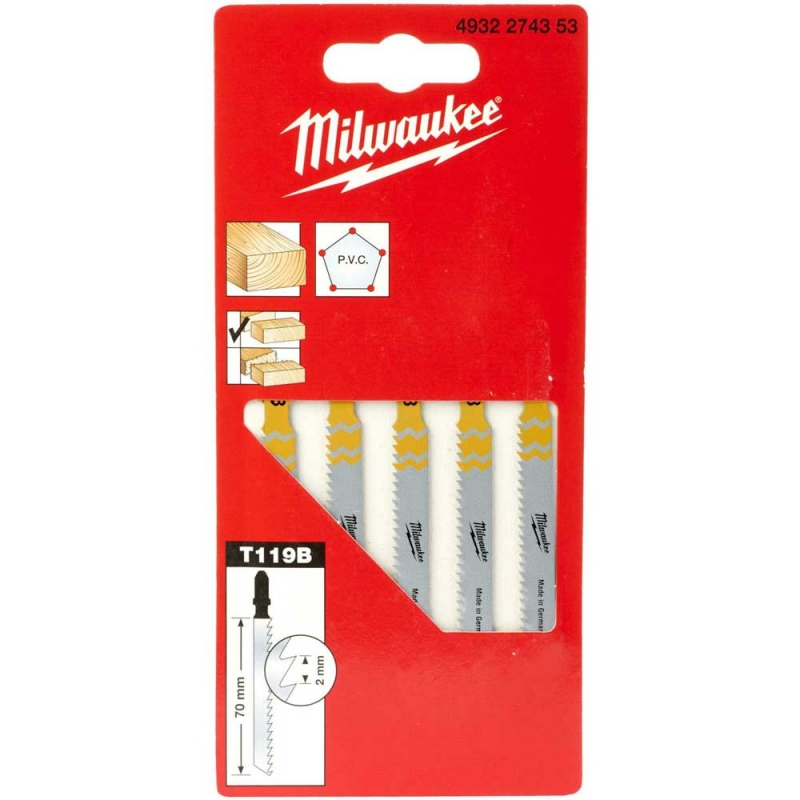 Полотна для лобзика 50x2мм T119B Milwaukee (5шт) деревина (4932274353)