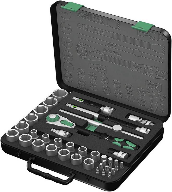 Набор с трещоткой Wera Zyklop Speed 8100 SC 4, привод 1/2