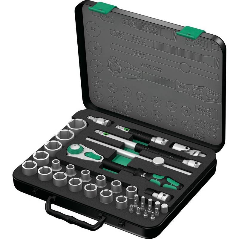 Набор с трещоткой Wera Zyklop Speed 8100 SC 2, привод 1/2