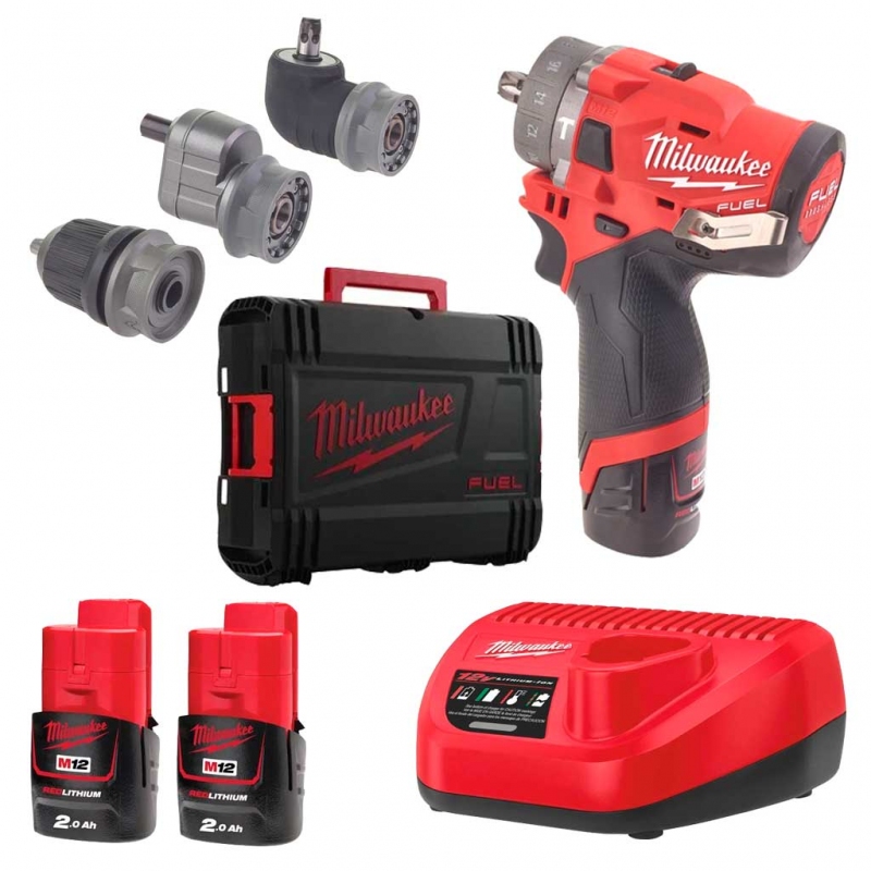 Акумуляторний ударний дриль-шурупокрут зі знімним патроном Milwaukee M12 FPDXKIT-202X (4933464138)