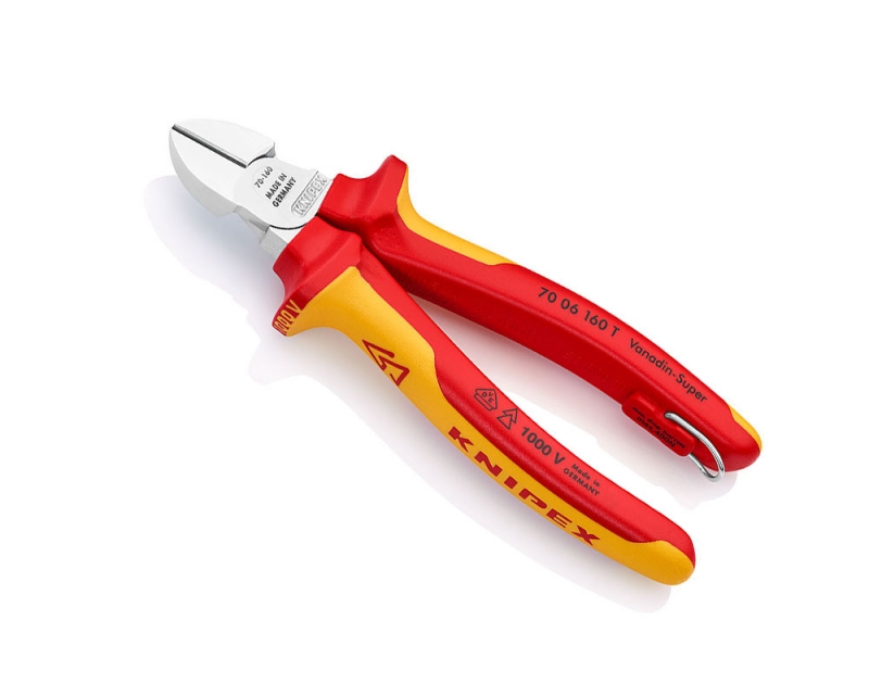 Кусачки боковые со страховочным креплением KNIPEX 70 06 160 T