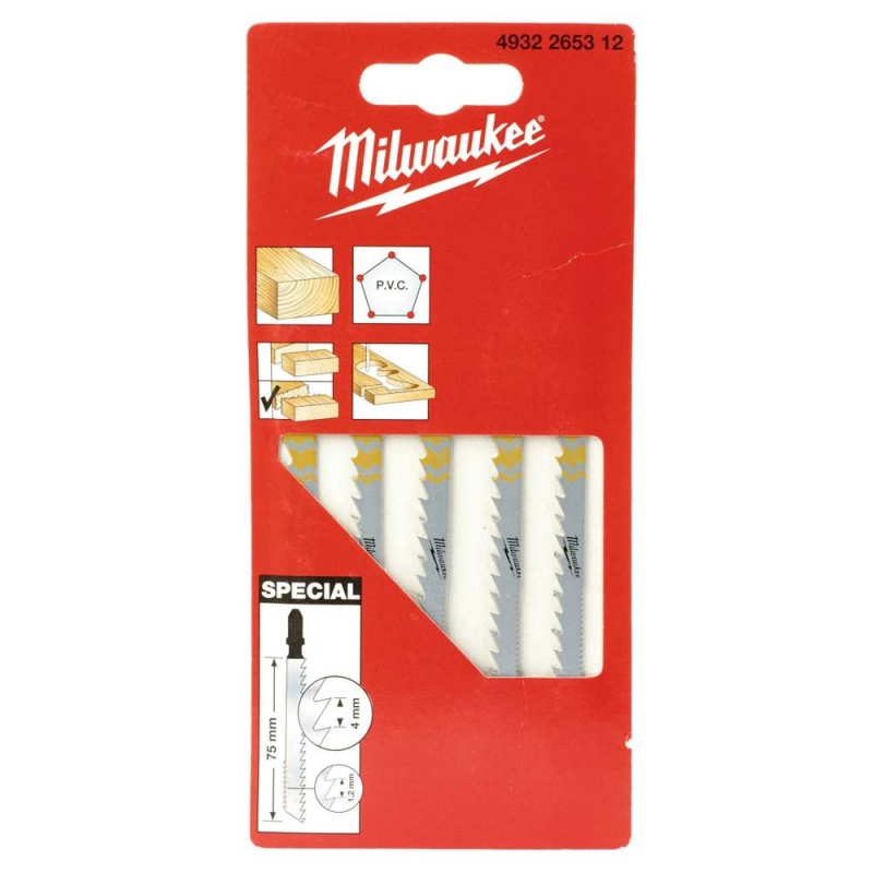 Полотна для лобзика 75x4 /1.2мм SPECIAL Milwaukee (5шт) (4932265312)