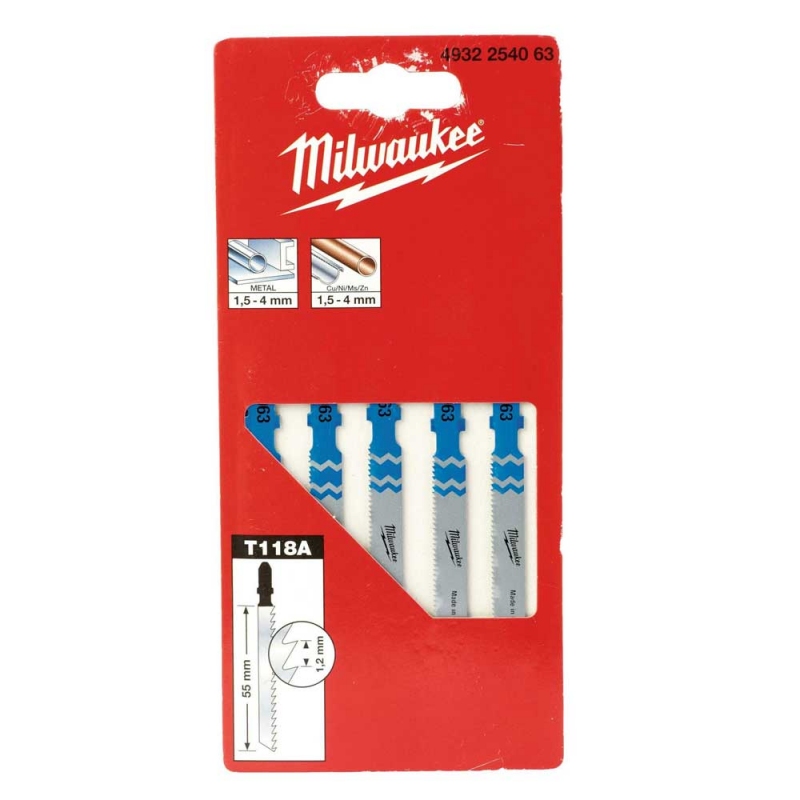 Полотна для лобзика 55x1.2мм T118A Milwaukee (5шт) універсальні (4932254063)