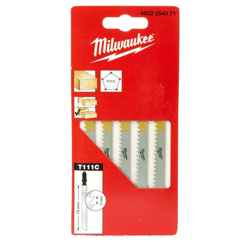 Полотна для лобзика 75x3мм T111C Milwaukee (5шт) деревина (4932254071)