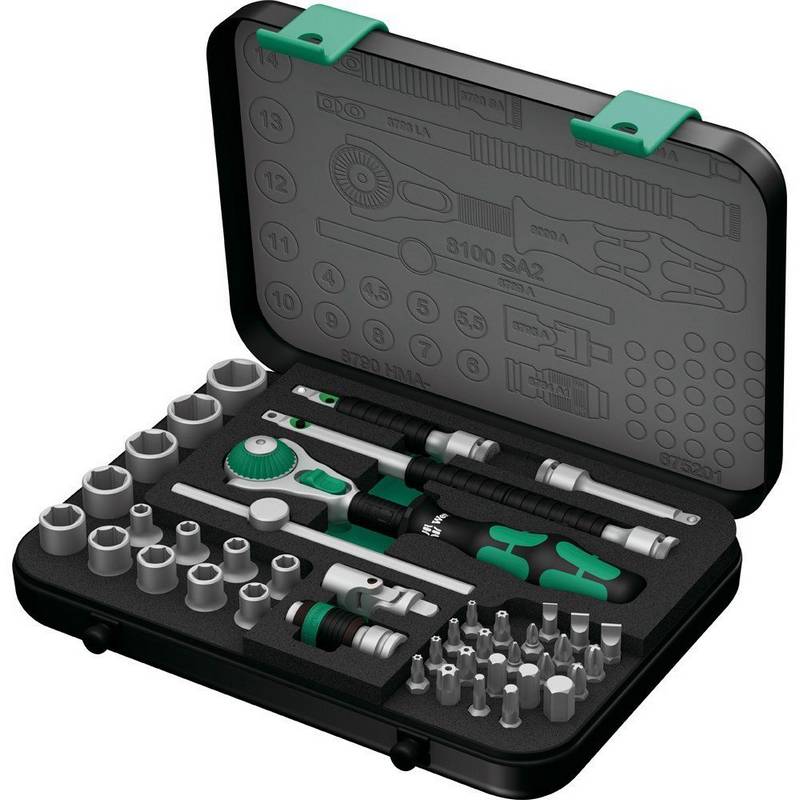 Набор с трещоткой Wera Zyklop Speed 8100 SA 2, привод 1/4