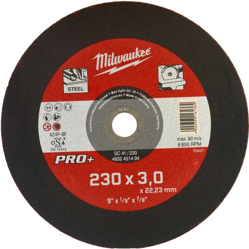 Відрізний диск по металу Milwaukee PRO+ SC 41/230 Ø 230 мм × 3 мм (4932451494)