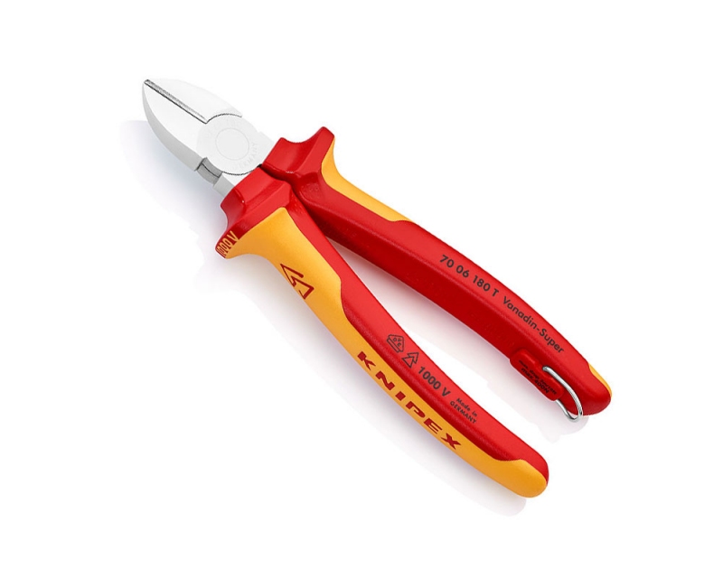 Кусачки боковые со страховочным креплением KNIPEX 70 06 180 T