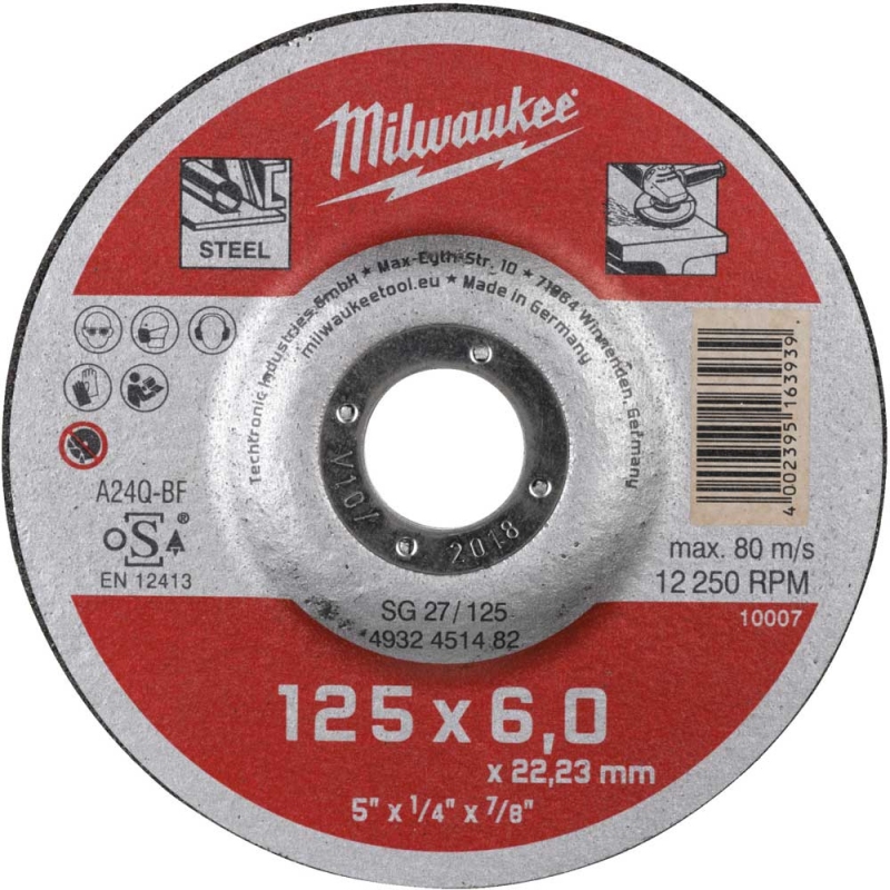 Шліфувальний диск по металу Milwaukee SG 27/125 Ø 125 мм × 6 мм (4932451482)