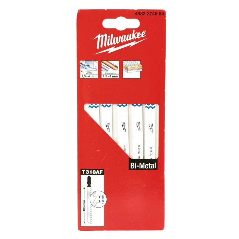 Полотна для лобзика Bi-Metal 105x1.2мм T318AF Milwaukee (5шт) універсальні (4932274654)