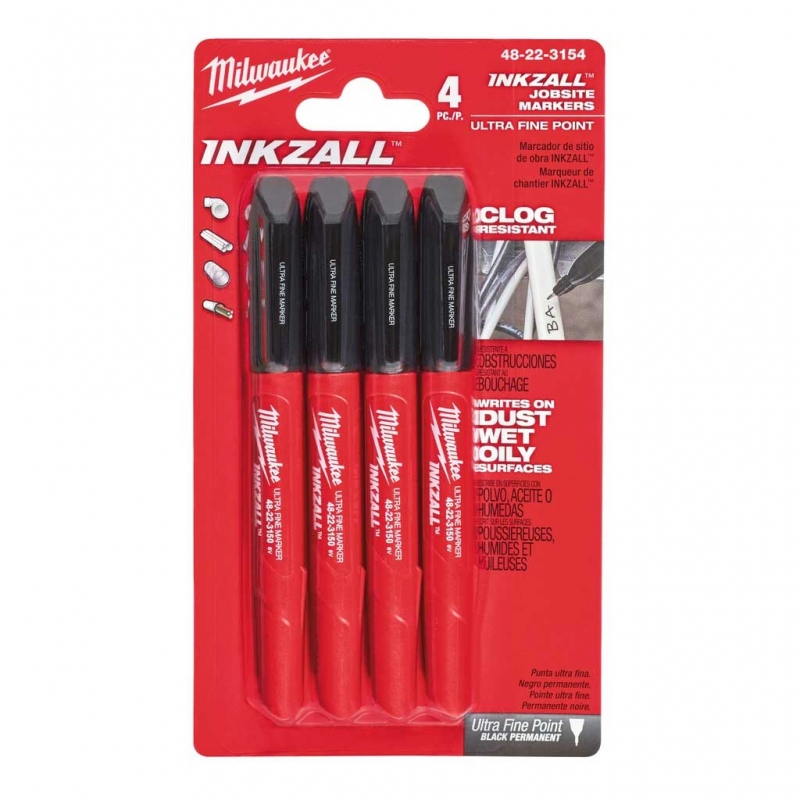 Набір маркерів Milwaukee InkZAll чорний 4 шт (48223154)