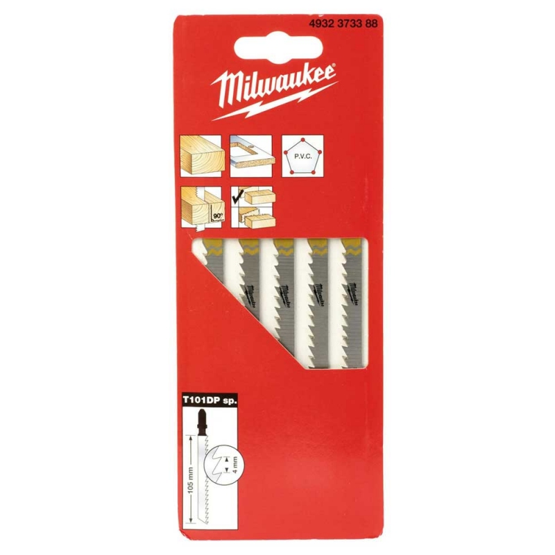 Полотна для лобзика 105x4мм T101DP Milwaukee (5шт) деревина, прямий різ (4932373388)