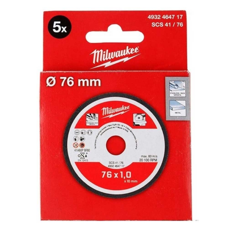 Відрізний диск по металу Milwaukee PRO+ SCS 41/76 Ø 76 мм × 1 мм, 5 шт (4932464717)