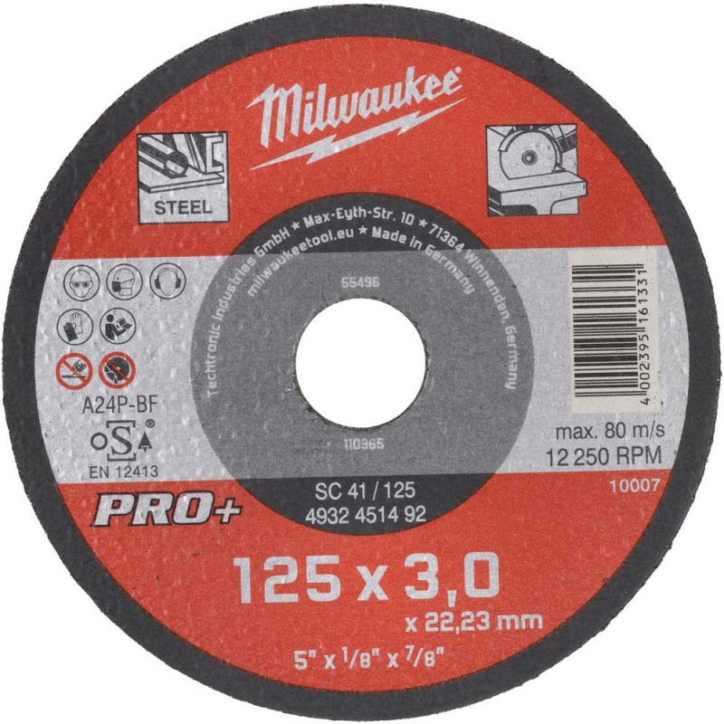 Відрізний диск по металу Milwaukee PRO+ SC 41/125 Ø 125 мм × 3 мм (4932451492)