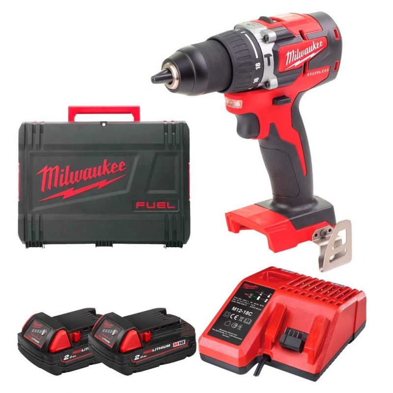 Акумуляторний ударний безщітковий дриль-шурупокрут Milwaukee M18 CBLPD-202C (4933464320)