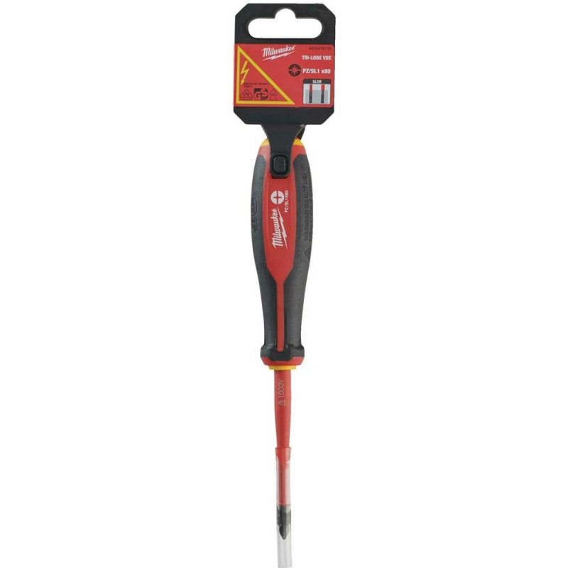 Викрутка VDE діелектрична Milwaukee PZ/SL1 x 80 (4932478735)