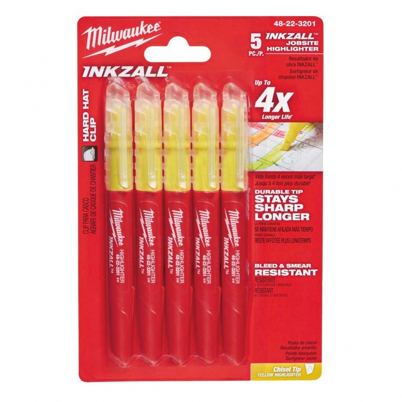 Набір текстмаркерів Milwaukee Inkzall 5 шт (48223201)