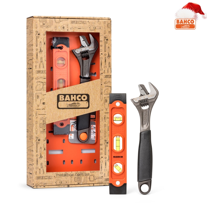 Подарочный набор BAHCO, разводной ключ + уровень, GIFTPACK9072P