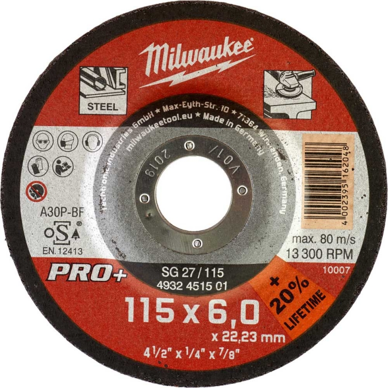 Зачистний диск по металу Milwaukee PRO+ SG 27/115 Ø 115 мм × 6 мм (4932451501)