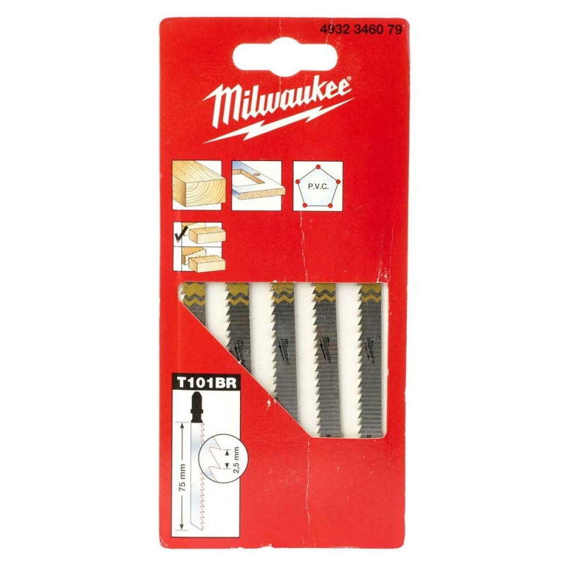 Полотна для лобзика 75x2.5 мм T101BR Milwaukee (5шт) зворотній різ (4932346079)
