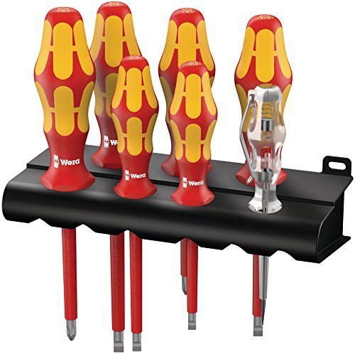 Набор отверток Wera Kraftform Plus Серия 100 + индикатор напряжения + подставка, 160 i/165 i/7 Rack, 05006148001