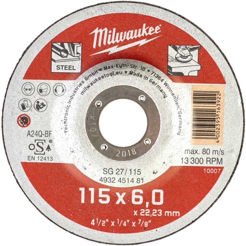 Шліфувальний диск по металу Milwaukee SG 27/115 Ø 115 мм × 6 мм (4932451481)