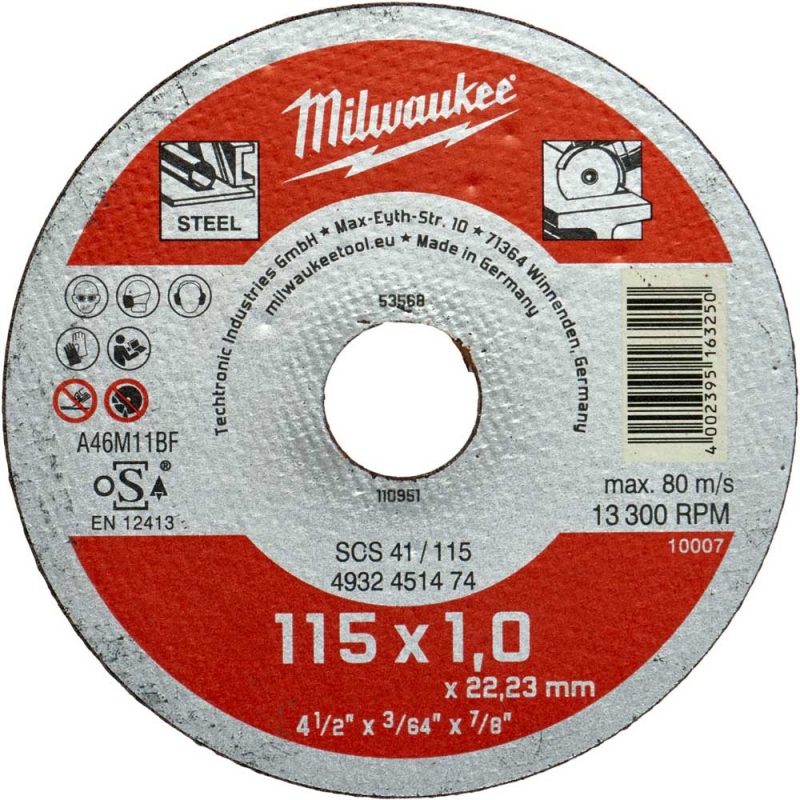 Відрізний диск по металу Milwaukee SCS 41/115 Ø 115 мм × 1 мм (4932451474)