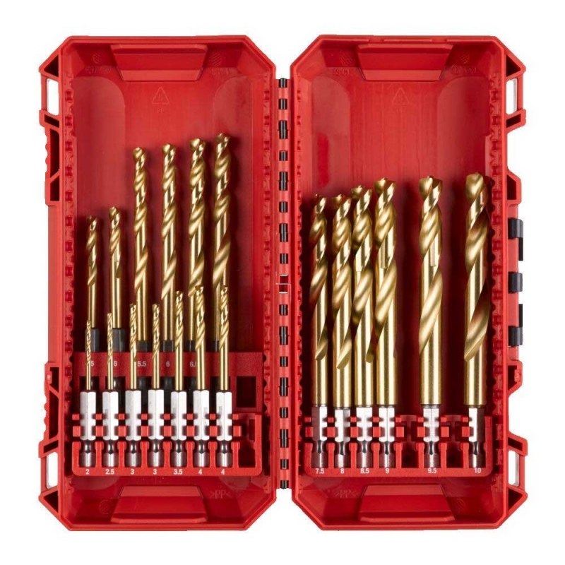 Набір свердел по металу Milwaukee SHOCKWAVE HSS-G TiN Red Hex 19 шт. 4932499763