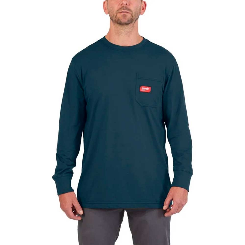 Футболка Milwaukee WT LS BLU (XL) синя (4932493046)