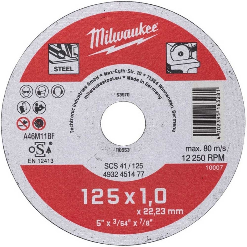 Відрізний диск по металу Milwaukee SCS 41/125 Ø 125 мм × 1 мм (4932451477)