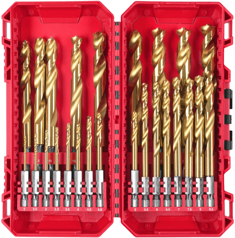 Набір свердел по металу Milwaukee SHOCKWAVE HSS-G TiN Red Hex 25 шт. 4932500420