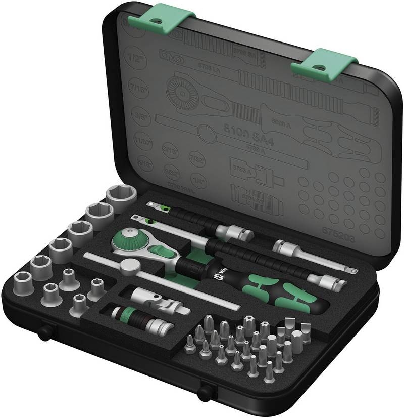 Набор с трещоткой Wera Zyklop Speed 8100 SA 4, привод 1/4