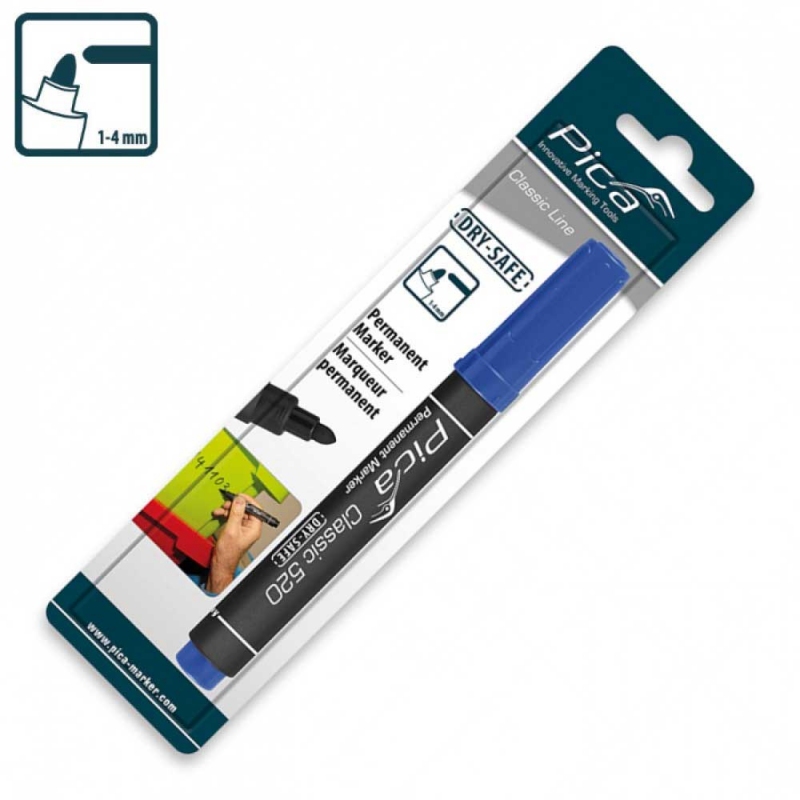 Маркер перманентний Pica Classic 520/41 Permanent Marker bullet tip, синій