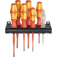 Набор отверток Wera Kraftform Plus Серия 100 + индикатор напряжения + подставка, 160 iS/7 Rack, 05006480001