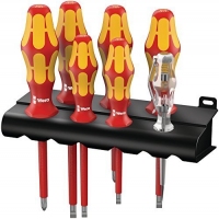 Набор отверток Wera Kraftform Plus Серия 100 + индикатор напряжения + подставка, 160 i/165 i/7 Rack, 05006148001